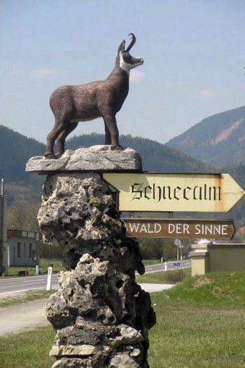 Hinweistafel zu Schneealm und Wald der Sinne