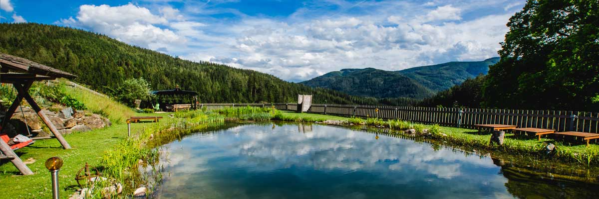 Naturbadeteich beim Biobauernhof, eine Oase der Ruhe