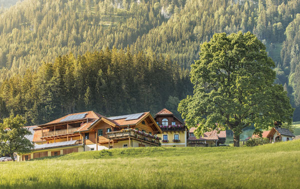 Unserer Biobauernhof von der Zufahrt aus fotografiert.
